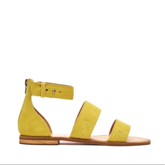 NEW FRYE Evie 2 Band Leather Sandals Lime Size 10M - Picture 2 of 10